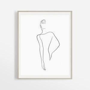 Single Line Woman Body Drawing, Feminine Figure Minimalist Print, Female Back Pose Wall Art, One Line Body Sketch, Abstract Girl Printable.