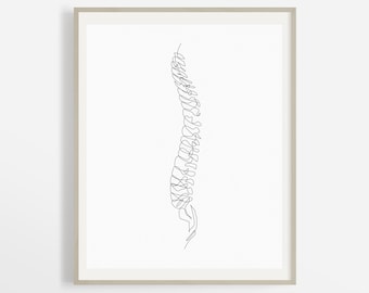 Spine Vertebrae Abstract Drawing, Chiropractic Art Print, Minimal Medical Art, Anatomy Gift, Chiropractor Poster, Physical Therapist Print.