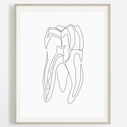 Abstract Dental Art Print Printable Tooth Line Art Dental | Etsy