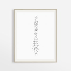 Simple Abstract Spine Wall Art, Chiropractic Art Print, Medical Anatomy Artwork, One Line Vertebrae Drawing, Minimalist Skeleton Sketch.