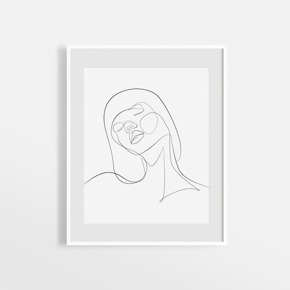 Minimalist One Line Woman Face Drawing Simple Abstract Female Etsy Minimalist One Line Woman Face Drawing Simple Abstract Female Etsy