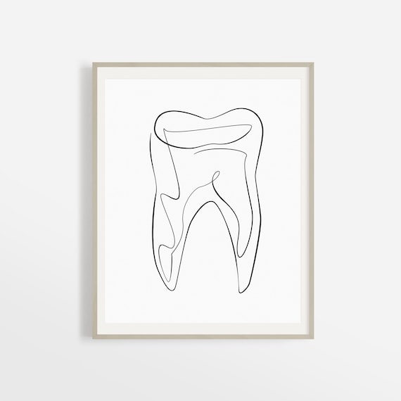 Abstract Dental Art Print Printable Tooth Line Art Dental Etsy