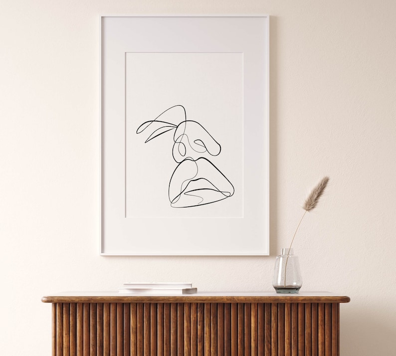 One Line Abstract Face Art Print, Minimalist Woman Face Drawing, Simple ...