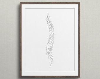 Abstract Spine Art Print, One Line Spinal Cord Drawing, Minimal Medical Sketch Wall Art, Chiropractic Poster, Massage Therapy Decor, Artwork