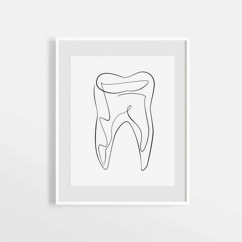 Abstract Dental Art Print Printable Tooth Line Art Dental Etsy