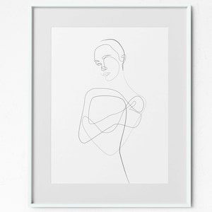 Feminine Figure Line Printable Art, Abstract One Line Drawing, Sketch Woman Body, Girl Drawn Print, Minimal Poster Decor, Line Illustration.