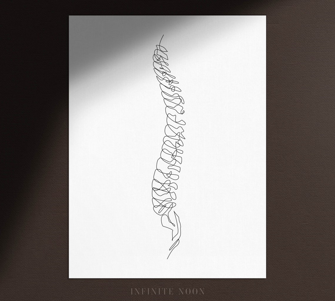 Abstract Spine Art Print, One Line Spinal Cord Drawing, Minimal Medical ...