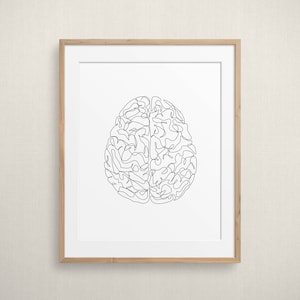 Abstrakte Gehirn druckbare Wandkunst, Psychologie Kunstdruck, anatomische Linie Kunst Poster, medizinische Anatomie Kunstwerk, eine Linie Zeichnung, minimale Kunst