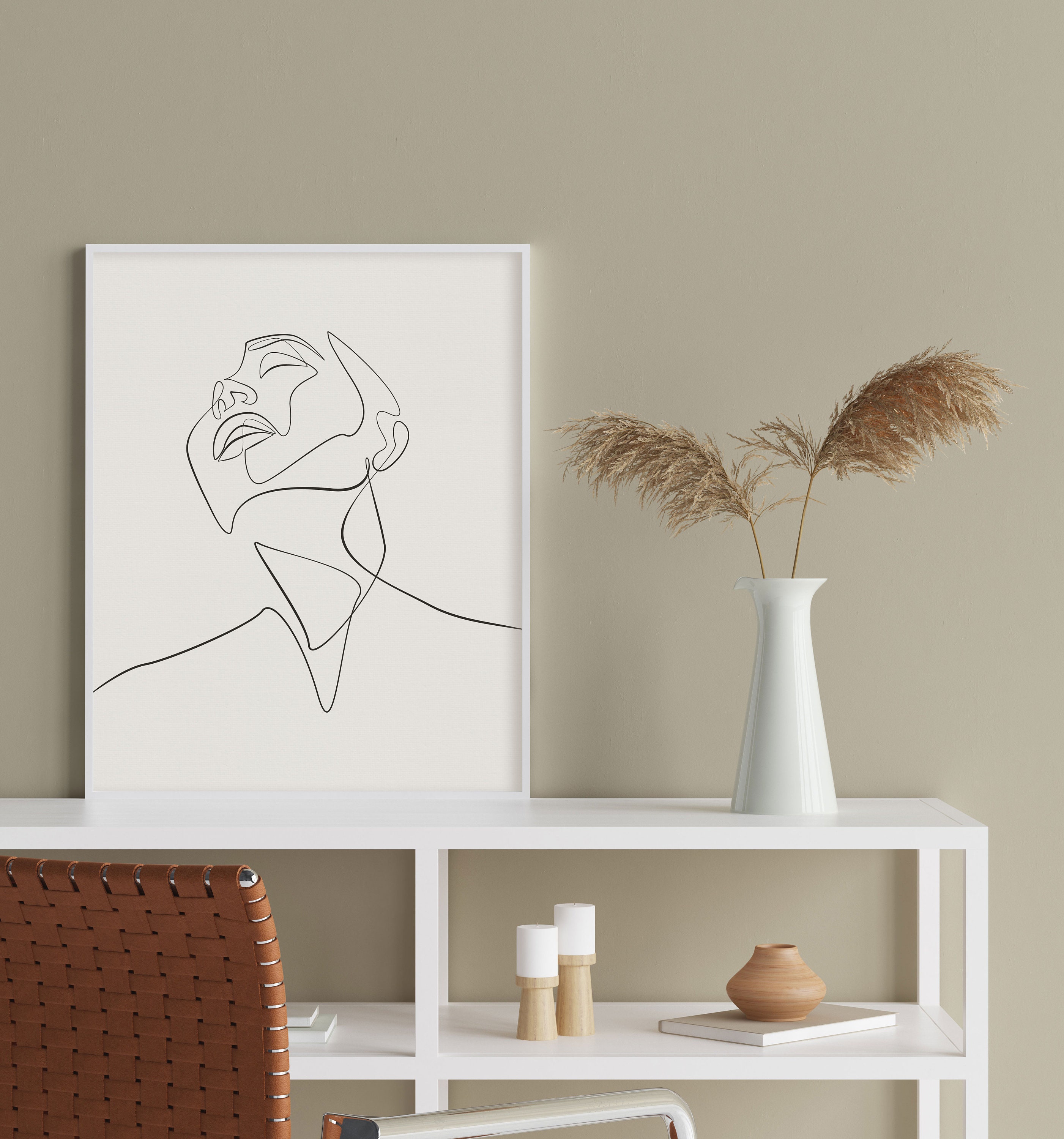 Fine Line Abstract Print, Minimalist One Line Face Drawing, Female ...