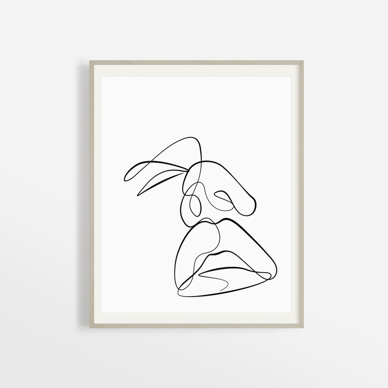 One Line Abstract Face Art Print, Minimalist Woman Face Drawing, Simple ...