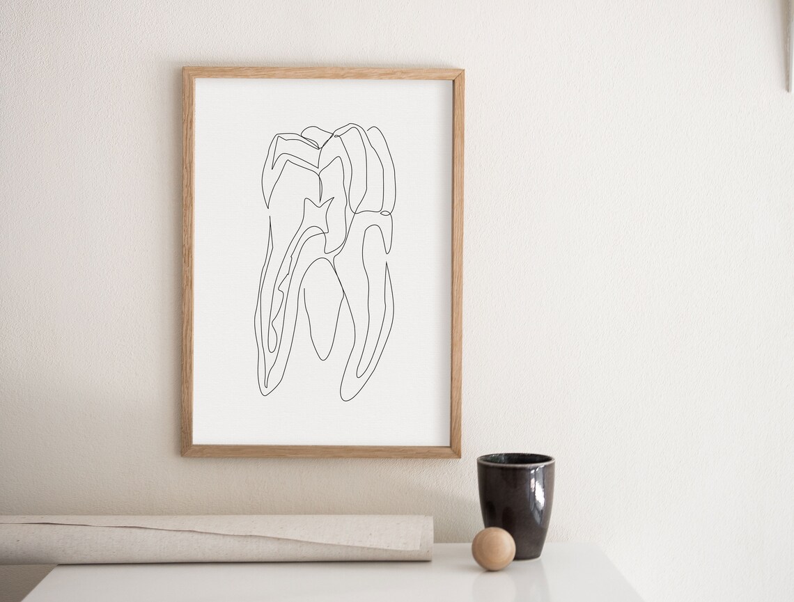 Abstract Tooth Line Drawing Minimalist Molar Wall Art Dental - Etsy