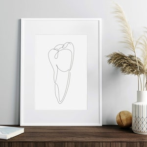 Minimalist Premolar Tooth Art, Molar Drawing Artwork, Dental Printable ...