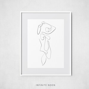 Naked Woman Art Printable, Nude Body Abstract, One Line Figure Drawing
