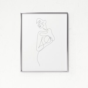 Abstract Woman Figure Printable Art, Feminine Profile Sketch