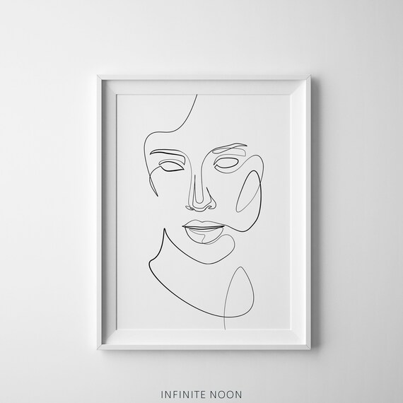 Rysunek Linia Twarz Rysunek Minimal Jedną Linię Ilustracji Minimalistyczny Druku Line Art Druku Abstrakcyjny Szkic Linii Nowoczesne Dekoracje