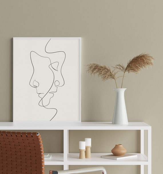 Minimal Face Line Art Print Minimalist Printable Wall Art Fine Line Abstract Artwork Simple Drawing Decor Scandinavian Bedroom Poster