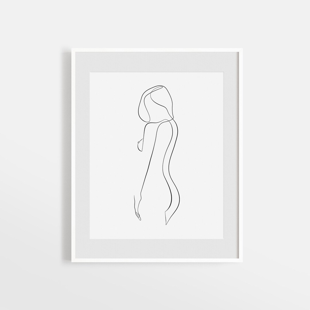 Woman Body Outline Print, Female One Line Drawing, Feminine Body ...