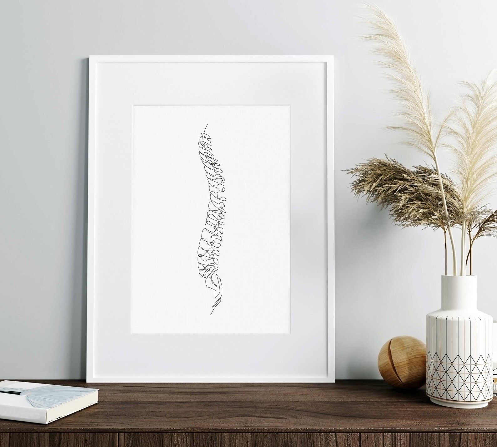 Abstract Spine Art Print, One Line Spinal Cord Drawing, Minimal Medical ...