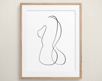 Abstracte Naakt Lijn Tekening, Woman Body Figure Printable, Female One Line Wall Art, Minimalist Figurative Print, Anatomy Outline, Sketch Art