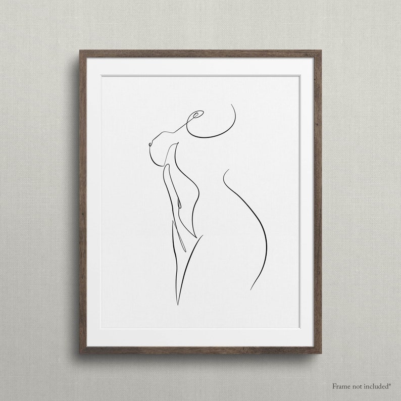 Woman Body Line Drawing Print, Minimalist Figurative Woman Sketch, Simplistic Body Wall Art, Abstract Black and White Artwork, Naked Poster. bild 1