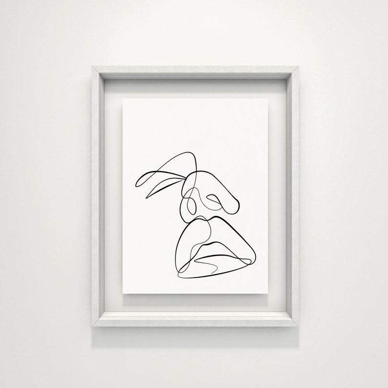 One Line Abstract Face Art Print, Minimalist Woman Face Drawing, Simple ...