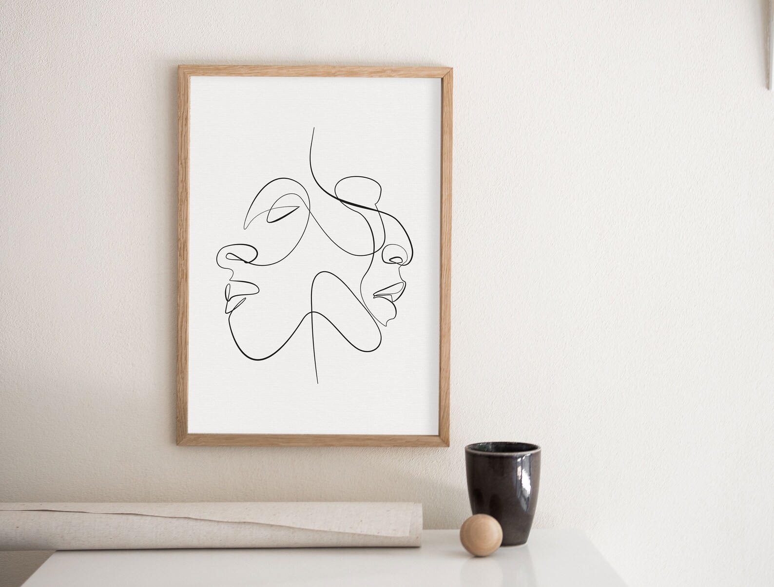 Minimal Face Line Drawing Wall Art, Abstract One Line Illustration ...