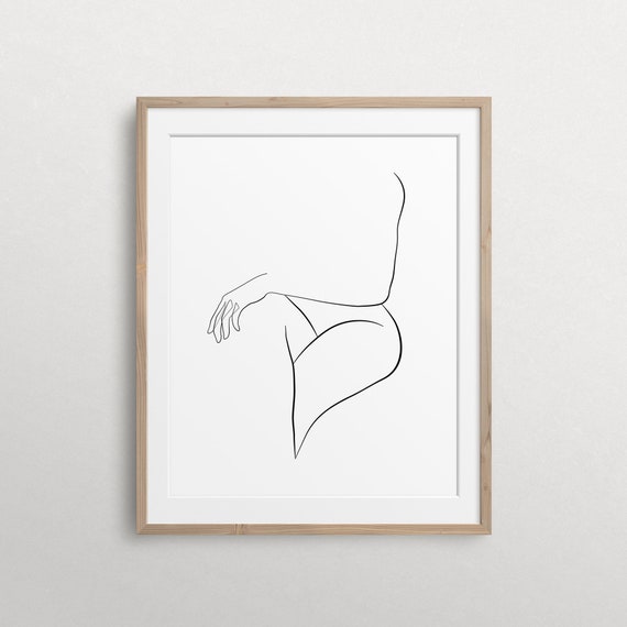 Abstract Woman Fine Line Drawing Female Body Printable Wall Art