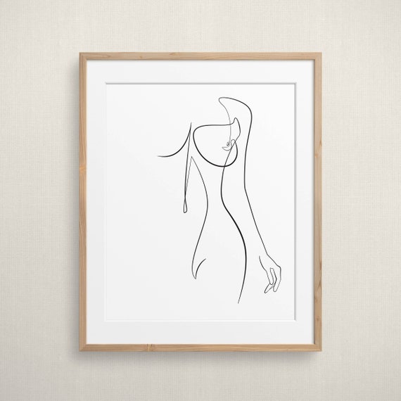 Woman Body Line Art Female One line Drawing Printable Abstract