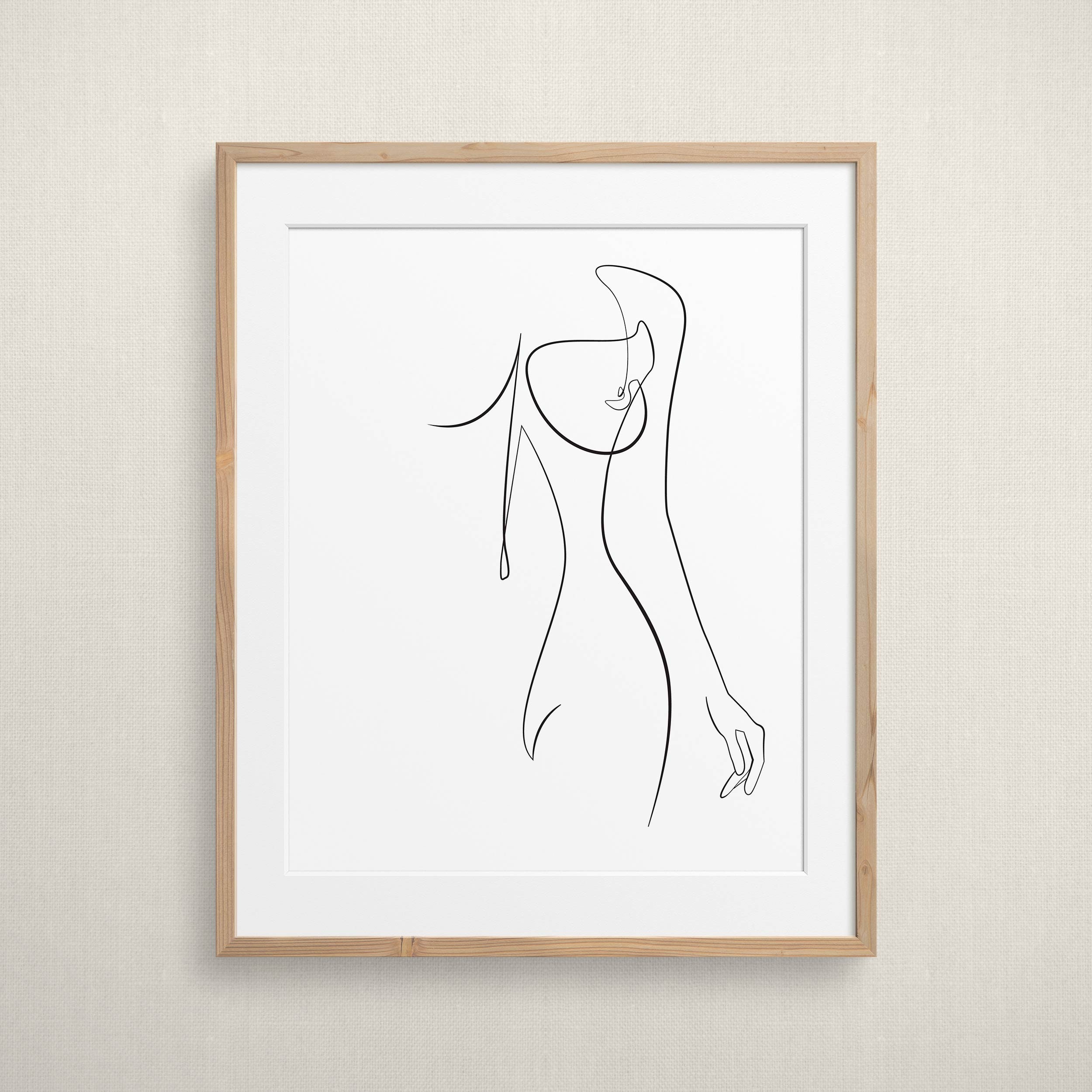 Female Line Art Print Digital Download Minimal Line Illustration Woman