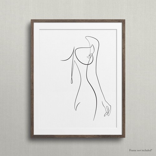 Minimal Line Art Woman Print Female Side Body Drawing - Etsy