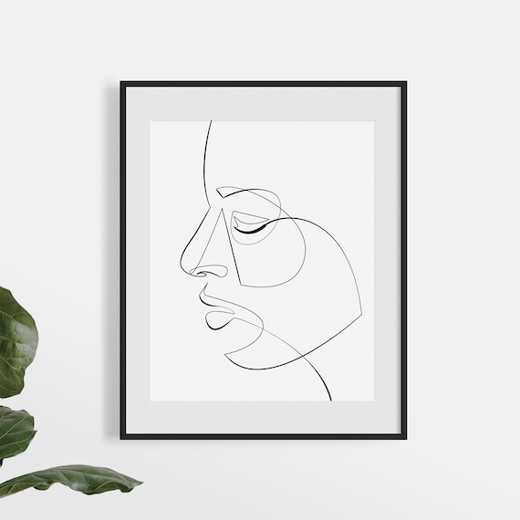 Woman One Line Face Drawing Continuous Line Print Face Line Etsy