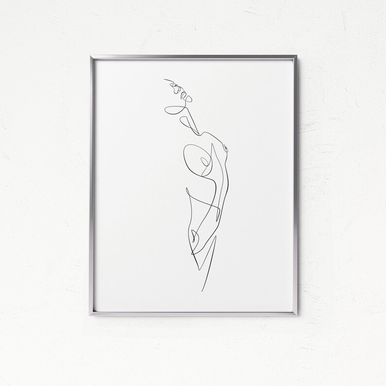 Minimalist Female Figure Line Art, Abstract Nude Printable Wall Art ...