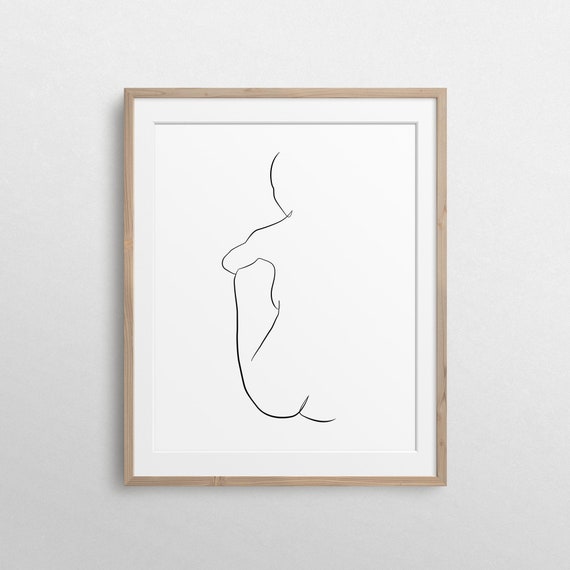 Woman Sitting Line Drawing Female Figure Line Art Minimalist - Etsy