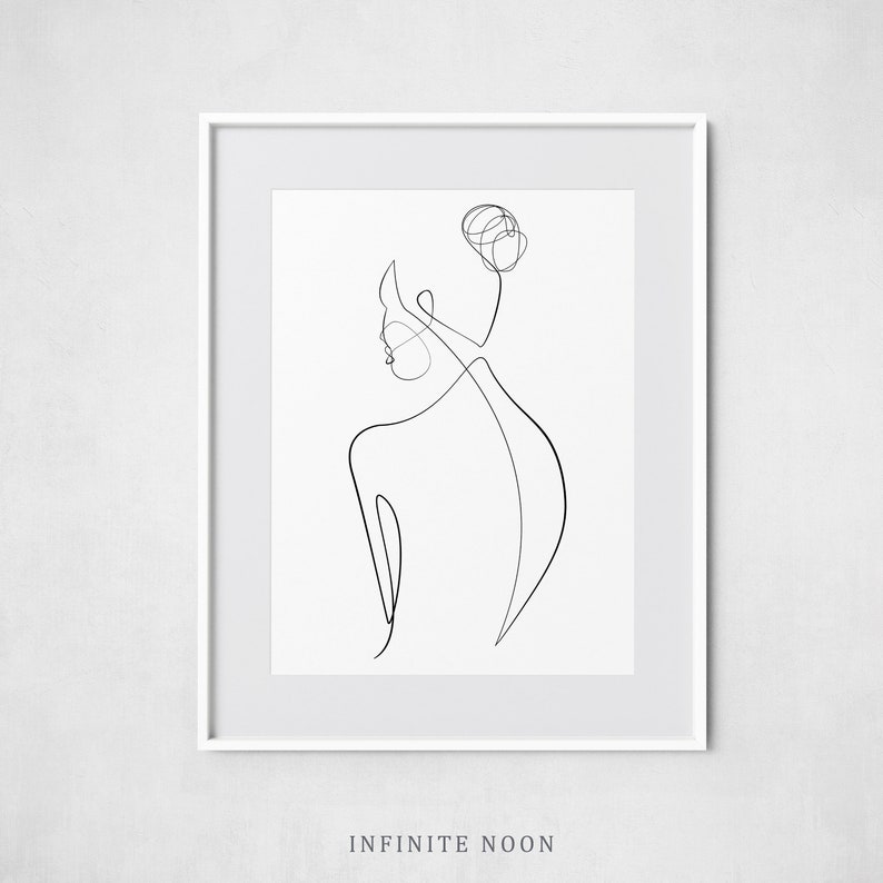 Naked Abstract Body Female Nude Drawing One Line Body Art Etsy