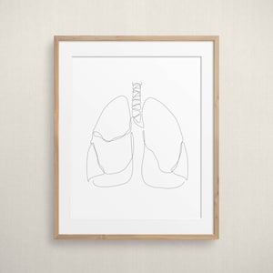 Abstrakte Lunge Linie Kunst druckbare, minimalistische Respiratory One Line Zeichnung, menschliche Lunge Skizze Wandkunst, medizinische Kunstdruck, Medizin Dekor