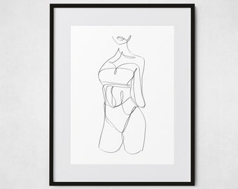 Woman Nude Drawing, One line Sketch Abstract Art, Printable Wall Art, Naked Body illustration, Minimal Decor, Tumblr Art, Girl Line Sketch