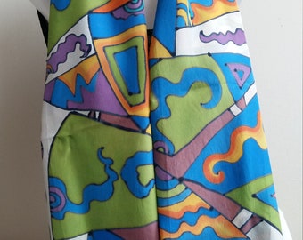 Made to Order - Ancestral mesaje II Unisex silk scarf handmade painted  170x45cm