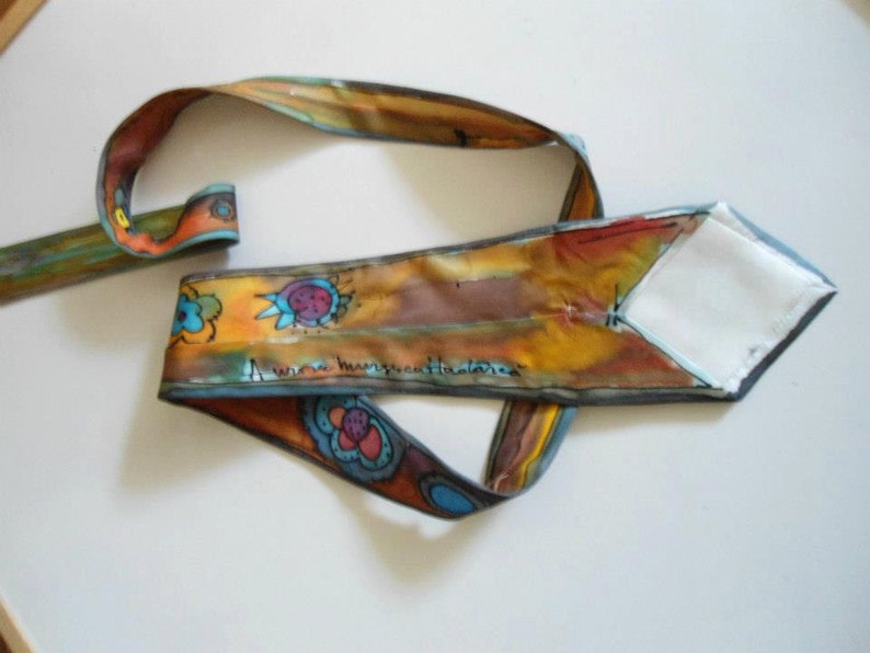Father/'s Da HAPPY TIE ilk tie handmade painted made to order