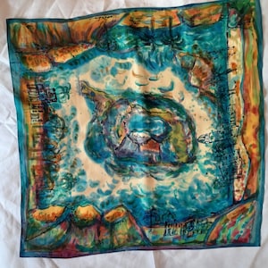 Hand-painted silk scarf, Taste of adventure on Lanzarote.
