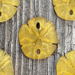 Desert Gold Sea Glass Sand Dollar Pendants: Frosted Recycled Glass Beads (2 Pcs)