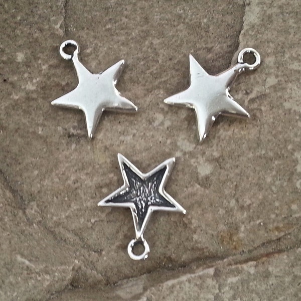 1 Pc.- Tiniest Delicate Sterling Silver 925 Lost Wax Cast Artisan Star Charm Pendant  -10mm (measured without loop)