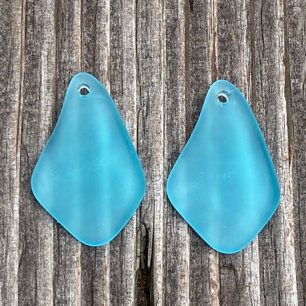 Large Sheild Pendant Bead, w/Frosted Matte Sea Glass Finish, 48mmX21mm, You Pick Color, 1 Pieces