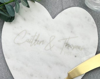 Personalised Heart Shaped Marble Serving Platter