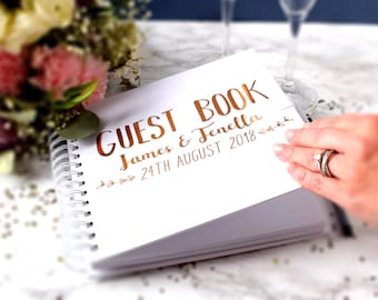 Personalised Wedding Guest Book With Heart Swashes