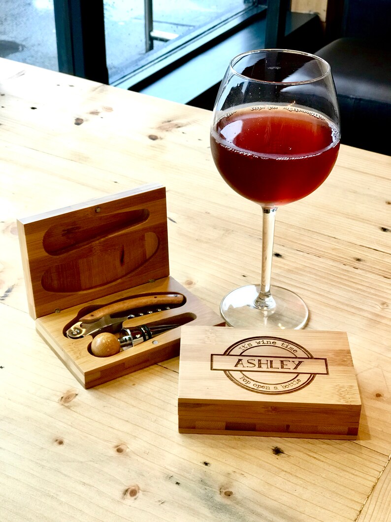 Personalised Bamboo Wine Set Etsy