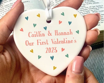 Personalised First Valentine's Day Heart Decoration