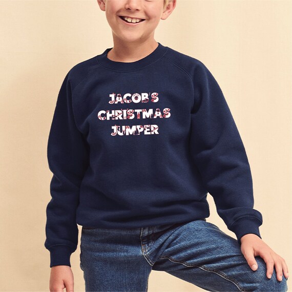 Personalised Cutout Kids Christmas Jumper Etsy Ireland