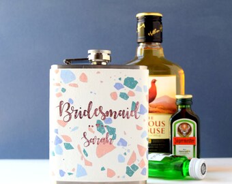 Personalised Terrazzo Bridesmaid Hip Flask