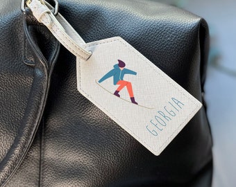 Personalised Snowboarding Luggage Tag