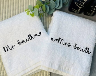 Personalised Heart Swirl Couple's Towels